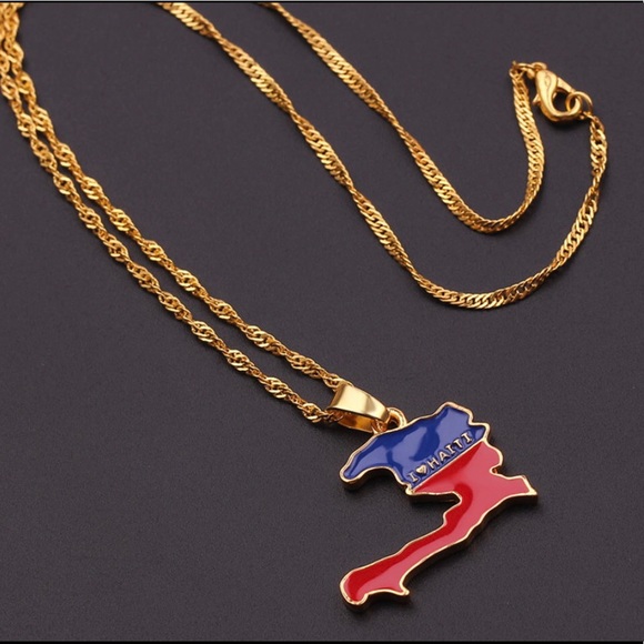 Haiti Flag & Map Necklace - Picture 2 of 6